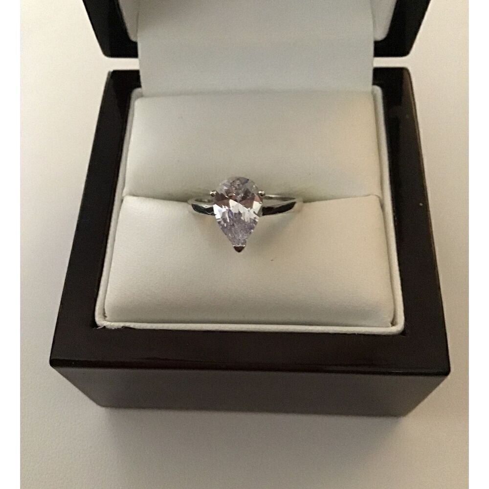 1.5Ct Pear Cut Solitaire Engagement Ring Sz 10~.925 Sterling Silver